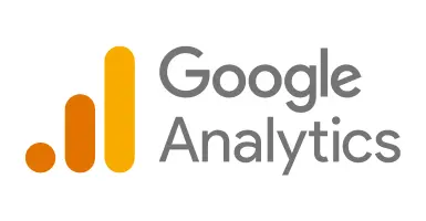 Un logo di Google Analytics con una barra gialla e testo grigio