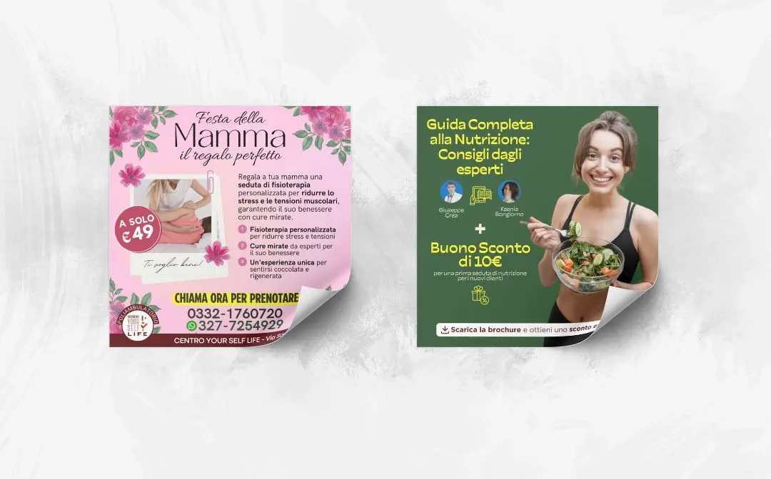 Una donna di mezza età con i capelli corti castani, una maglietta rosa e un sorriso caldo sulla copertina di una rivista intitolata Festa della Mamma