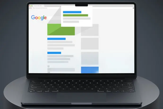 Uno schermo di laptop che mostra la pagina di ricerca di Google