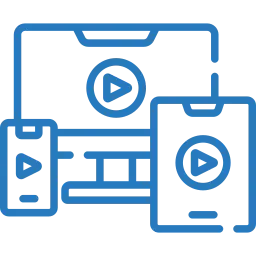 Un contorno de neón azul de varios controles del reproductor multimedia, incluidos los botones de reproducción, los controles deslizantes de volumen y otros elementos de la interfaz