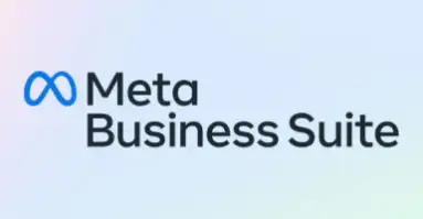 Un testo bianco su uno sfondo sfocato che dice "Meta Business Suite"