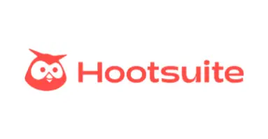 Un logo rosso e bianco per l'azienda Hootsuite