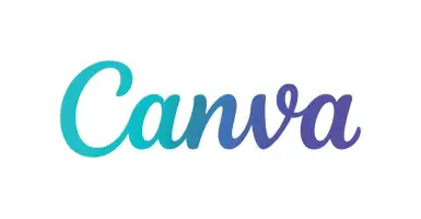 Logo di Canva. In testo colorato disegnato a mano che recita "Canva" in tonalità di verde acqua e viola