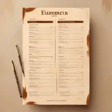 Un vecchio menu o elenco logoro con il titolo "Europaeduca" e varie voci elencate di seguito