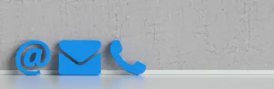 Contatto di servizio blu e icone della hotline come panorama